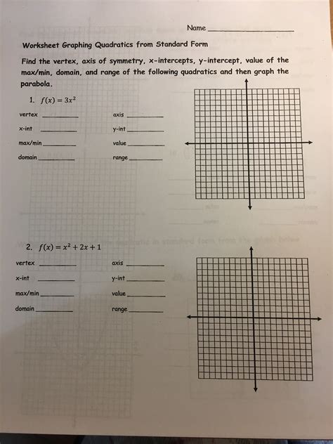 Graphing Quadratics Worksheet Answers Pro Worksheet