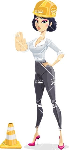 Modern Pretty Girl Cartoon Character With Under Construction Sign Graphicmama