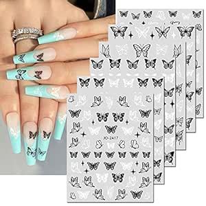 Amazon 6 Sheets Butterfly Nail Art Stickers Decal 3D Self Adhesive