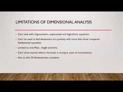 Limitation Of Dimensional Analysis Youtube