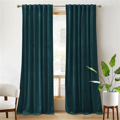 Amazon Ryb Home Teal Velvet Curtains Inch Length Super Soft