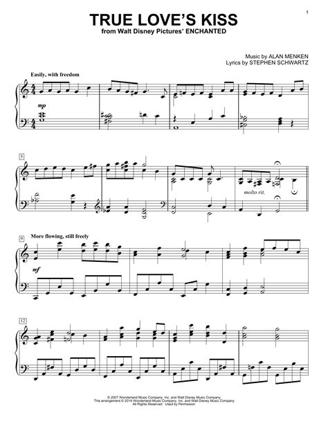 True Love S Kiss From Enchanted By Amy Adams Sheet Music For Piano