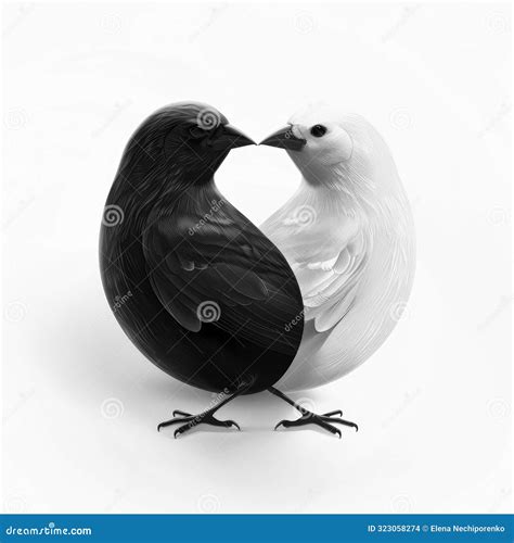 Black and White Birds on a White Background Stock Illustration