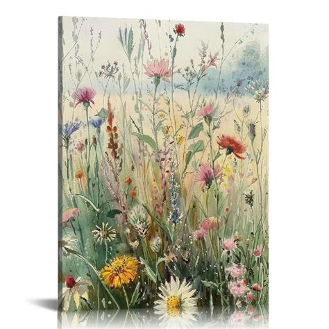 COMIO Framed Flowers Canvas Wall Art Watercolor Floral Botanical Prints