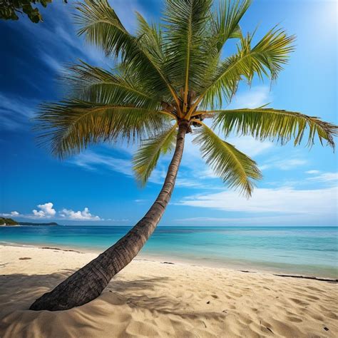 Premium AI Image | Coconut Tree with the Beach Background