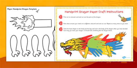 Chinese New Year Handprint Paper Dragon Craft Teacher Made