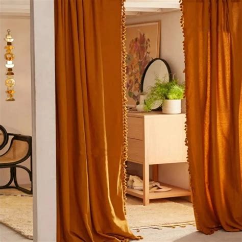 Orange Curtains Etsy