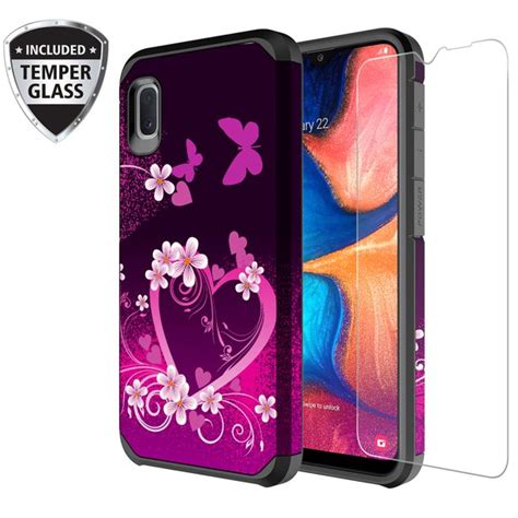 Samsung Galaxy A20 Case With Tempered Glass Screen Protector For Girls Women Glitter Bling