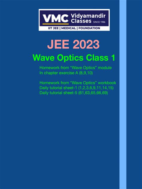 Wave Optics Live Class 1 Teacher Notes Pdf Waves Optics