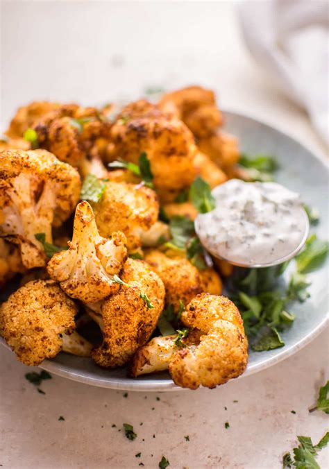 Roasted Cauliflower Bites With A Mint Dip • Salt And Lavender