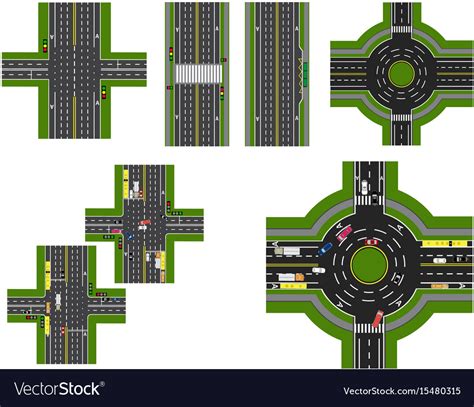 Set of abstract road junction crossroads Vector Image