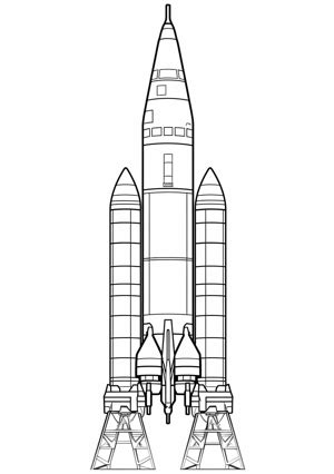 Apollo 11 space rocket coloring page from zup.kids