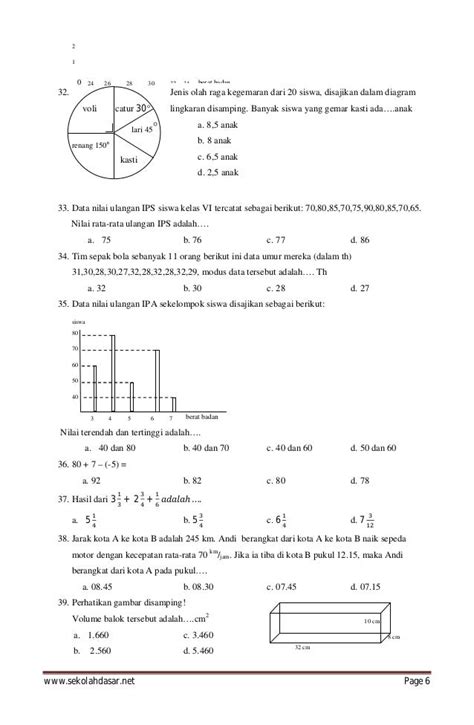 Soal Un Kelas 6 Matematika Homecare24