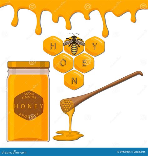 Bee Eating Honey Stock Vector Illustration Of Liquid 84098086