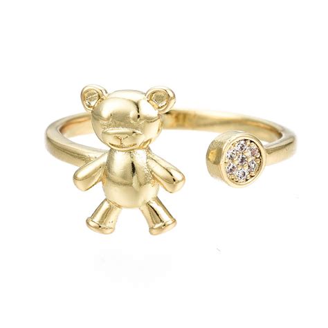 Anillo Ajustable Osito Laminado Oro K Goldfilled Oso Microcircones