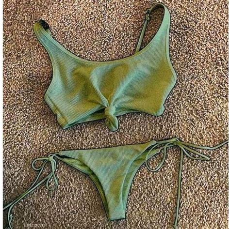 Fashion Dark Green Cute Two Piece Bikinis Bikinis Two Piece Bikini Bikini Fashion