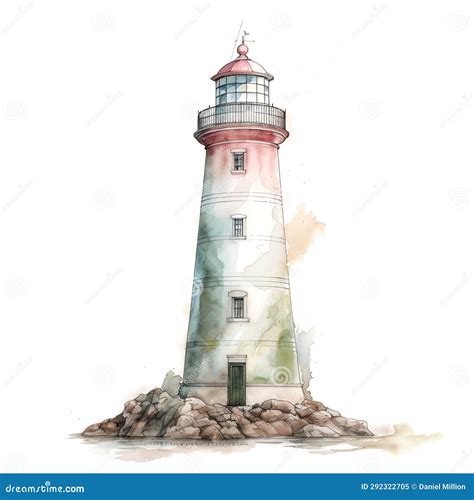 Aquarelle Du Phare Marin Illustration Animaux Marins Clipart