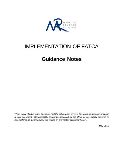 PDF GUIDANCE NOTES ON THE IMPLEMENTATION OF FATCA IN DOKUMEN TIPS