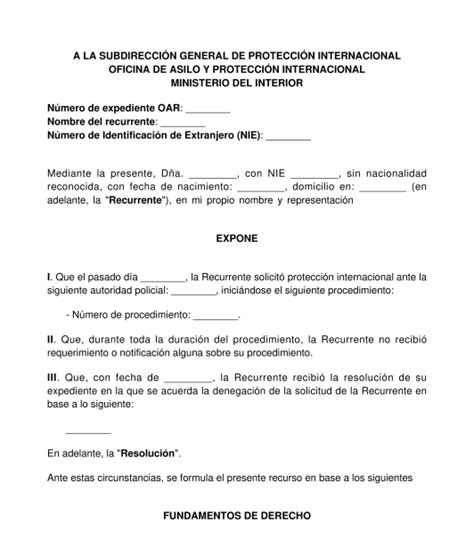 Recurso de Reposición Contra la Denegación de Solicitud de Protección