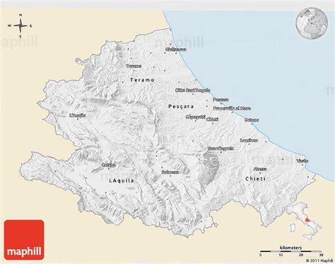 Classic Style 3d Map Of Abruzzo Single Color Outside