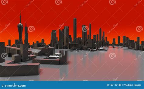 Three Dimensional Landscape Of The Modern City The Huge Layout Of The