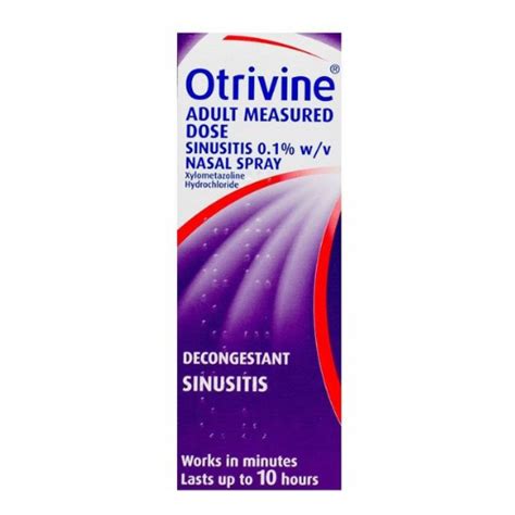 Otrivine Sinusitis Relief 0 1 W V Nasal Spray 10ml Wondercare