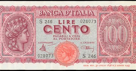 Italy Lire Banknote Turreted Head Of Italia World Banknotes