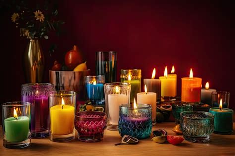 Premium AI Image | Aromatic candles surrounded by a variety of colorful ...