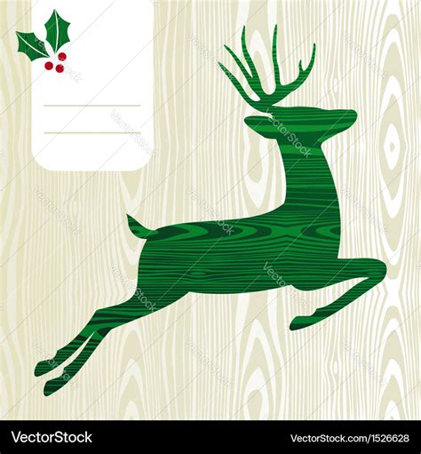 Wooden christmas deer silhouette Royalty Free Vector Image