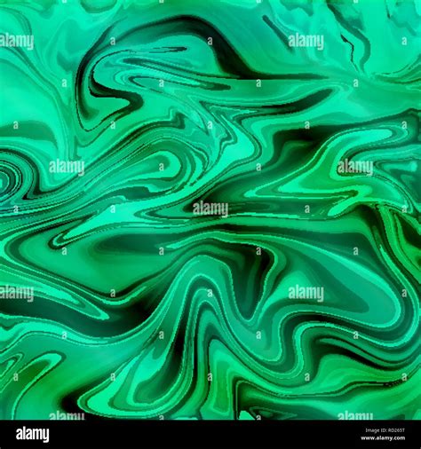 Liquid Mixture Of Paints Acrylic Effect Fluid Green Background Stock