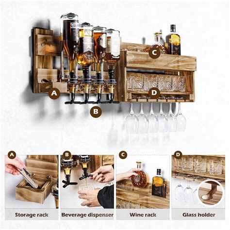 Mua Homde Wine Rack Wall Mounted Wood Wine Shelf With Bottle Stemware Glass Holder Rustic Wine