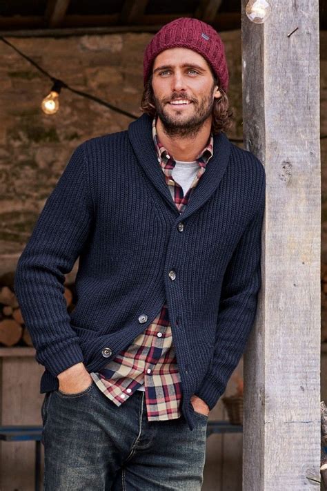 Mens Next Navy Yarn Interest Cardigan Blue Cool Outfits For Men Mens