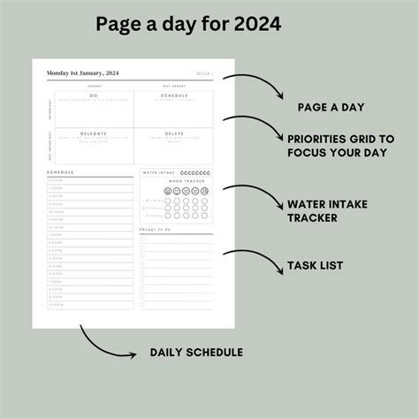 2024 Planner Dated 2024 Printable Planner Daily Weekly Monthly