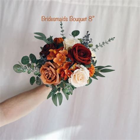 Rust Orange Wedding Bouquet Terracotta Bridesmaids Bouquets Etsy