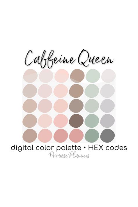 Caffeine Queen Digital Color Palette Color Chart Goodnotes Tool Ipad