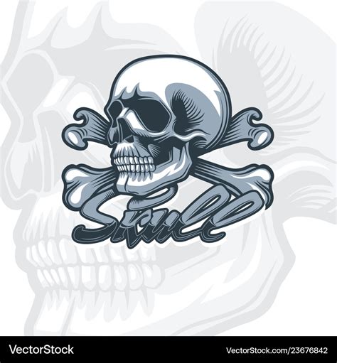 Skull and bones monochrome detailed drawing Vector Image