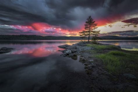 Wallpaper Sunlight Sunset Sea Lake Nature Reflection Sky