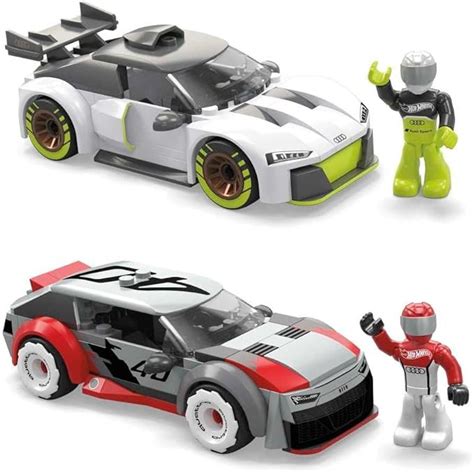 MEGA Hot Wheels Toy Car Building Sets Real World Racers Collection With 1 Figure Audi R8 LMS