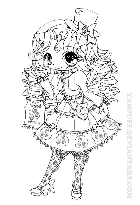 Yampuff Chibi Girl Coloring Page