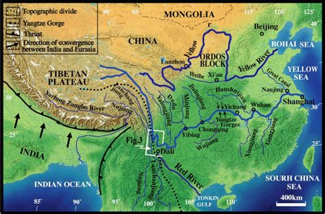 Fiume Yangtze Sulla Mappa Del Mondo