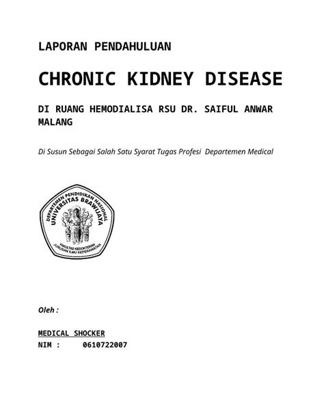 DOC 14558331 Laporan Pendahuluan Chronic Kidney Disease CKD DOKUMEN