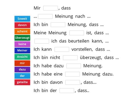 Meinung ausdrücken Vervollständige den Satz