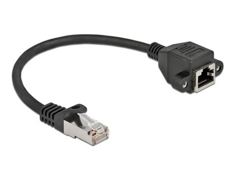 Cablu Prelungitor Retea RJ45 S FTP Cat 6A 0 25m Negru Delock 86998