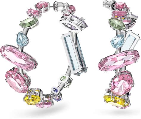 Swarovski Orecchini A Cerchio Gema Cristalli Con Taglio Di Precisione Multicolore Placcato