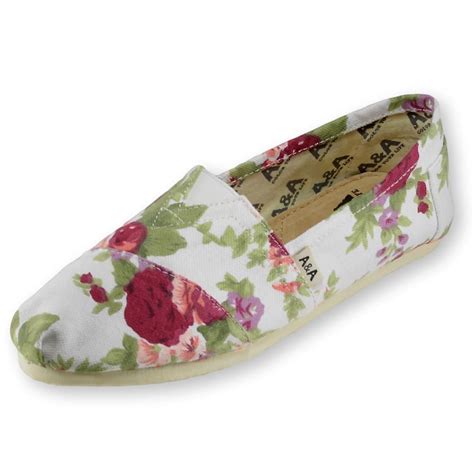 Floral White Canvas Slip On Shoes For Women Canvas Slip On Shoes