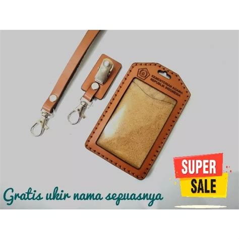 Jual ID Card Holder Name Tag Kulit Asli 100 Costum Nama Dan Logo