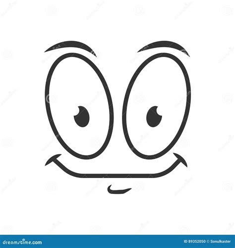 Simple Joyful Cartoon Emoticon in Black and White. Happy Emotion Stock Vector - Illustration of ...