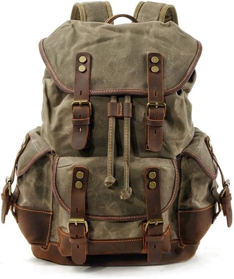 Mochila De Lona Para Hombre Estilo Vintage De Pulgadas Para Laptop De Gran Capacidad Casual