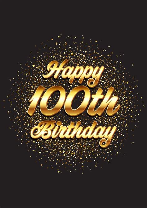 Happy 100th birthday card with gold glitter design 2274749 Vector Art ...