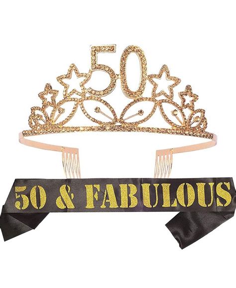 Meant2tobe 50th Birthday Sash And Tiara For Women Fabulous Glitter